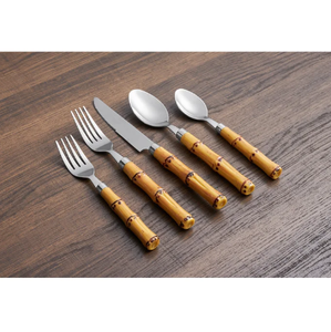 Ensembles de couverts en acier inoxydable avec tiges en bois, ensembles d'accessoires de vaisselle de qualité supérieure - Product Image 5