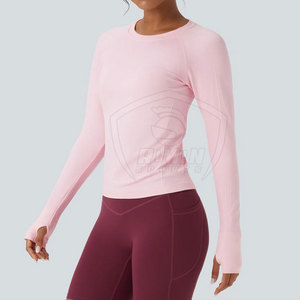 Haut de sport pour femme grande taille, design personnalisé, usage extérieur, manches longues, couleur unie, respirant, écologique, col rond - Product Image 3