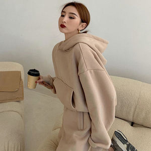 Nueva moda Hot Transfer Custom Logo Crew Neck Cotton Plain Hoodies para Crewneck Oversize Womens Chándal - Product Image 2