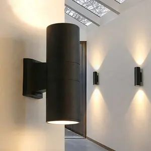 Lâmpada de parede para varanda, luz de parede para varanda e27 base média preta em pó fundido, carcaça de alumínio