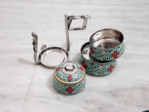 King international – boîte à déjeuner ronde en acier inoxydable, contenant alimentaire à Bento, multicouches, tiffany coloré, nouveau design - Product Image 3