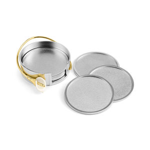 Luxury Silver Metal <b>Coaster</b> Set With Gold And <b>White</b> Flower Handmade Drink <b>Coasters</b> For Home Bar Kitchen And Hotel Decor - Product Image 1