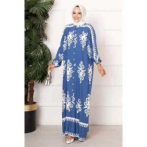 Vestido Hijab de viscosa con botones Indigo - Product Image 2