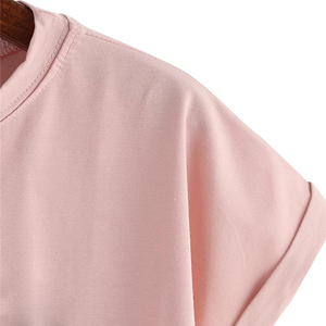 Mujeres algodón casual cuello redondo manga corta transpirable cómodo verano moda suave simple moda Camiseta básica - Product Image 3