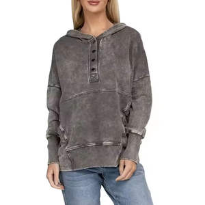 Sudaderas Personalizadas de Algodón Grueso con Lavado Ácido, Decoloración al Sol, Anti-Pilling y Transpirables para Mujer - Product Image 3