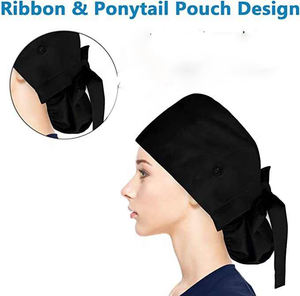 Gorro de algodón para enfermera con botón, gorro de enfermería para hospital - Product Image 2