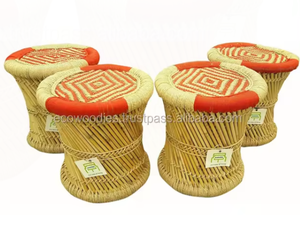 Mudda de bambú ecológico, estilo elegante, bastón de bambú Natural antiguo sentado, juego de 8 otomanas con mesa para restaurante, hogar, jardín - Product Image 6