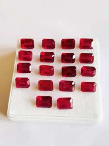 Natural hermoso vibrante rojo rubí calentado y tratado corte esmeralda 13 piezas AAA calidad AAA brillo IGI certificado para la fabricación de joyas - Product Image 2