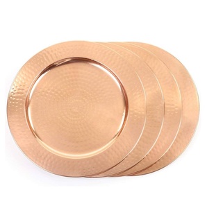 Artesanías Decorativas Chapado en Oro Acabado Hierro Metal Bajo Plato Forma Redonda Platos y Platos para Servir Comida - Product Image 2
