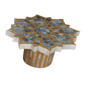 Soporte de pastel de madera de mejor diseño con incrustaciones de nácar Soporte de pastel de boda y cumpleaños de resina de lujo hecho a mano en la India - Product Image 6