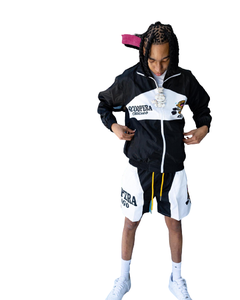 2023 ODM <b>Men</b> <b>Zip</b> up Jacket Two Piece Set Windbreaker <b>Shorts</b> Set 2 Colors Nylon Tracksuit for <b>Men</b> - Product Image 6