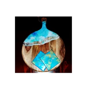 Planche à découper en bois écologique de haute qualité fabriquée à la main avec une surface imprimée en émail durable pour servir et hacher dans la cuisine - Product Image 3