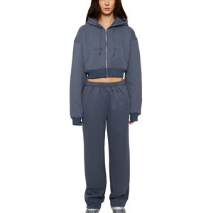 ชุดเสื้อผ้าผู้หญิง2ชิ้นแบบแห้งเร็วออกแบบโลโก้ได้ตามต้องการเสื้อครอปแขนยาว - Product Image 4