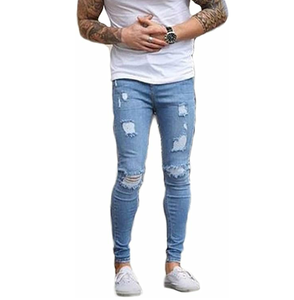 Pantalones Vaqueros de Mezclilla para Hombre, Estilo Urbano, Ajustados, Rectos, de Cintura Media, Tejido Suavizante, Desgastados, Color Sólido - Product Image 4