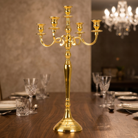Centre de table de mariage Shah personnalisé, candélabre en aluminium doré brillant, décoration de table, 5 bras.
