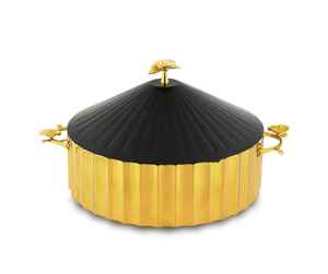 Incrustation d'os Designer Belle marmite arrondie en acier inoxydable Casseroles isolées à double paroi servant marmite en bois - Product Image 4