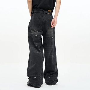 Personnalisé Baggy Jeans Hommes Nouveau Droite Couture Rivet Noir Jeans Lavage Vintage Streetwear Jeans Pantalon pour Hommes Femmes 2025 - Product Image 2