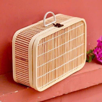 Panier-cadeau en bambou fait main du Vietnam avec couvercle, logo personnalisé, style européen/moderne, durable pour les cadeaux écologiques, emballage d'entreprise