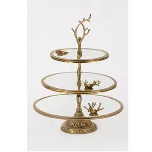 Soporte de Servir de Metal de Tres Niveles, Ecológico, Hecho a Mano, con Diseño Decorativo para Pasteles, Postres y Aperitivos, Decoración de Mesa - Product Image 1