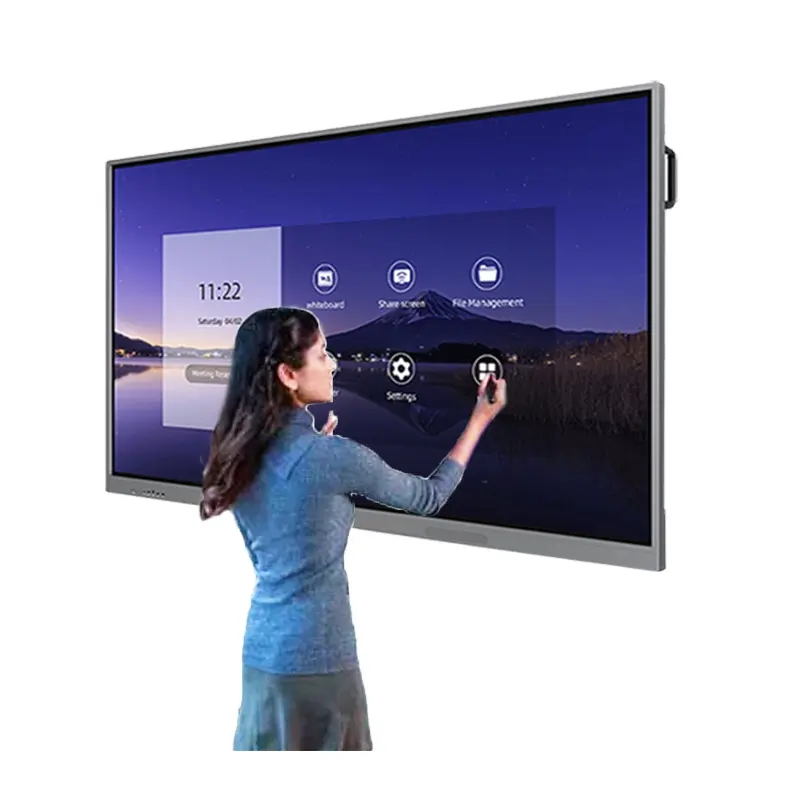 Placa inteligente interativa de fábrica de 65 polegadas China 4K HD Painéis interativos Placa inteligente interativa Dual OS para ensino
