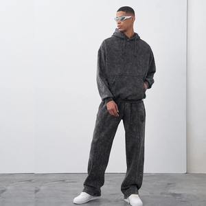 Vente en gros Top Trending 100% Coton Lavé à l'Acide Ensemble de Survêtements pour Hommes Logo Personnalisé Ensemble de Survêtement 2 Pièces pour Hommes - Product Image 5