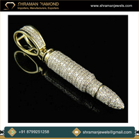 Collar con colgante de moissanita y diamante de oro macizo de 10K, personalizado, con diseño de bala, estilo audaz, precisión, toque táctico y encanto hip hop.