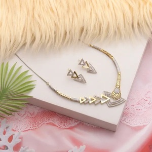 Premium Quality Women's SunBurst <b>Necklace</b> <b>Set</b> Classic American Zirconia Rose Gold Custom Shape Manufactured India <b>Silver</b> - Product Image 2