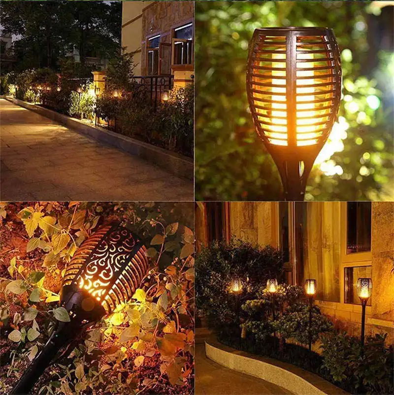 Zonne-Energie Vlam Touch Tuin Gazon Decoratie Lamp Tuinlicht Pad Grond Landschap Waterdicht Led Fakkel Solar Vlam Licht Buiten