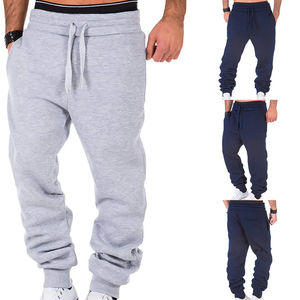 Pantalon de survêtement de couleur unie de haute qualité pour hommes taille moyenne élastique pantalon de fitness décontracté motif droit musculation toile Joggers - Product Image 3