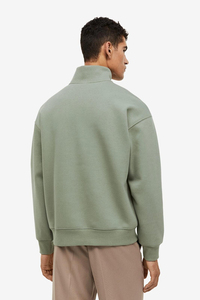 Vente en gros de vêtements de rue personnalisés, légers et de haute qualité pour hommes, sweat-shirt à demi-fermeture éclair en polaire et col montant avec fermeture éclair - Product Image 4