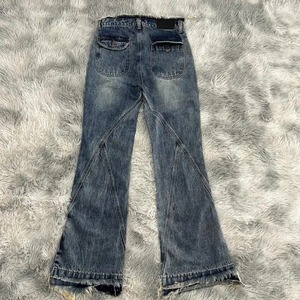 Kadın yüksek kalite nefes hızlı kuru Flayed Hem kot pantolon orta bel ile Rhinestone & yama süslemeleri iç<span class=keywords><strong>in</strong></span> kaba çalışma - Product Image 2
