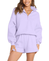 OEM personnalisé femmes 100% coton vêtements d'entraînement 2 pièces ensemble jogger shorts et haut au-dessus du genou tenues d'été en gros