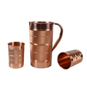 Fresh Arrivals and Top Trendy Design Copper <b>Jug</b> and Glass Set With Hammered Design With Shiny Polished Mostly Use in Home Hotels - Product Image 1