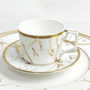 Assiette à gâteau en céramique de chine blanche et <span class=keywords><strong>marbre</strong></span> or assiettes à dîner vintage assiettes chargeur <span class=keywords><strong>tasse</strong></span> à café <span class=keywords><strong>tasse</strong></span> à thé et soucoupe - Product Image 2