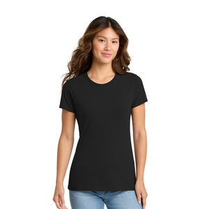 Camiseta Deportiva Informal de Manga Corta para Mujer, de Algodón y Poliéster Negro, Absorbente de Humedad, para Gimnasio y Entrenamiento - Product Image 1