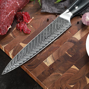 Vente en gros personnalisé OEM ODM coutellerie usine vente à chaud de couteaux à trancher damas à motif de plumes à poignée faite à la main - Product Image 3