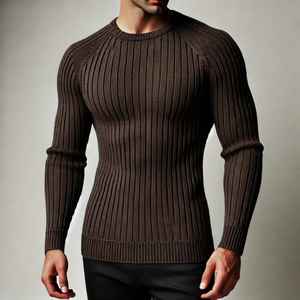 Pull-over en tricot décontracté pour homme, nouvelle collection automne-hiver, coupe slim, respirant, vente en gros - Product Image 3