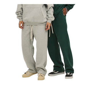2025 Winter New Thick Straight Tube 100% Cotton Fleece Oversize Fit Sports Casual Pants <b>Men's</b> Sweatpants - Product Image 4