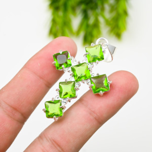 จี้เพอริโดสีเขียวเบาะตัด8มม. ทำจากอัญมณีเงินชุบหรูหราเครื่องประดับงานแต่งงานงานหมั้นสำหรับผู้หญิงเทศกาล - Product Image 4