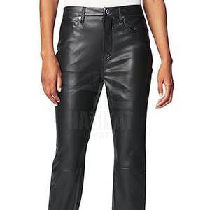 Pantalones de Cuero Clásicos para Mujer, Negros, de Alta Calidad, Cuero Suave, Cómodos para Uso Diario - Product Image 3