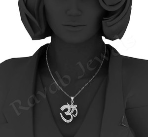 Collar con colgante religioso Om de Plata de Ley 925 de alta calidad, ajuste de 35x23mm, joyería de recuerdo para boda, regalo para niña, accesorio - Product Image 3