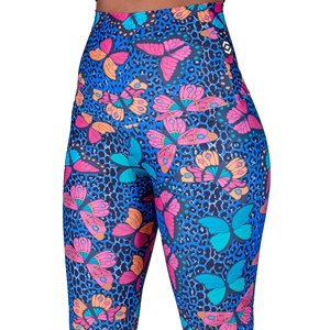 POWER PUNCH cintura media Yoga venta al por mayor Control de barriga fruncido antibacteriano transpirable poliéster/algodón mallas deportivas mujeres - Product Image 6