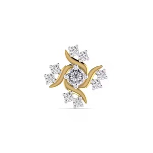 14kt Fine Jewelry Trendy Floral Design 0.08CT Natural Diamond <b>Nose</b> Pin Yellow Rose White Gold for Women Engagement Wedding Gift - Product Image 3