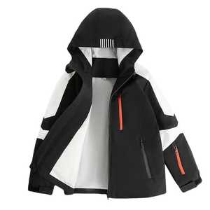 เสื้อโค้ทผ้าฝ้ายมีฮู้ดขนเป็ดสีขาวดำสำหรับเด็กแขนยาวโลโก้ตามสั่ง - Product Image 6