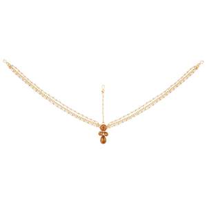 Joyería nupcial India Crystal Rhinestone Maang Tikka con cadena principal Fabricantes de joyería Mayorista, Marrón - Product Image 1