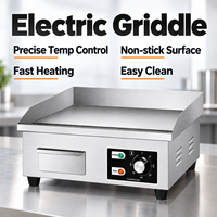Plaque de cuisson électrique professionnelle 8 mm 220 V 2500 W en acier inoxydable avec contrôle de température pour comptoir (type Teppanyaki)