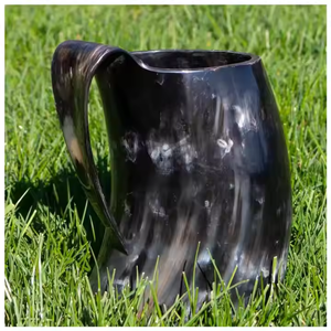 Tasse complète en corne de vache noire pour boire de la bière à l'intérieur Tasse à boire au design unique par l'artisanat du croissant - Product Image 2
