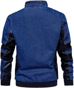 Veste en jean pour homme avec empiècements en cuir, veste de motard, veste en jean avec multi-poches BY HI 2026 - Product Image 4