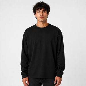 Chemise à manches longues italienne 100% pur coton pour hommes, tenue confortable pour les événements informels Four Seasons Black ODM Supply - Product Image 1