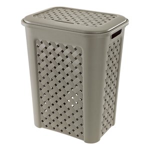 Arianna Plastic Laundry <b>Basket</b> 30Lt <b>Woven</b> Design Grey - Product Image 1